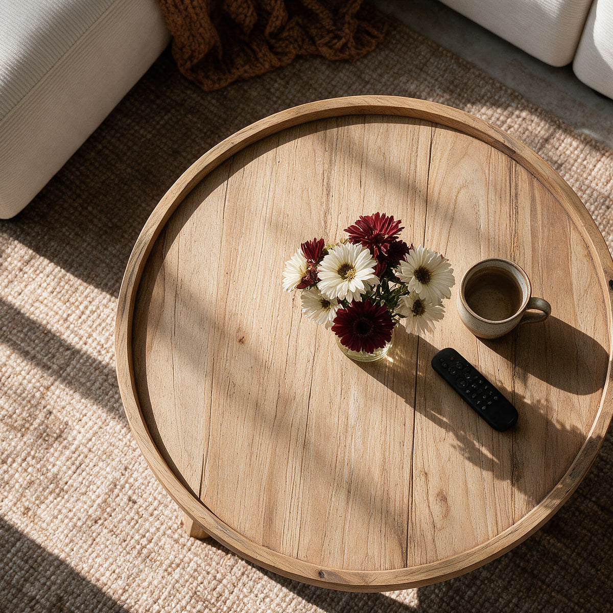 Table basse Oly D70 cm en bois de teck recyclé