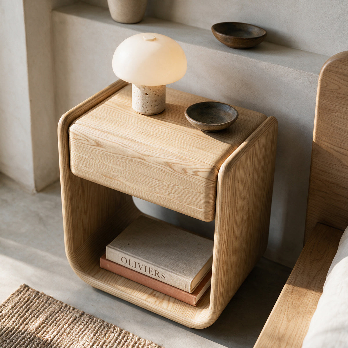 Vue du dessus table de chevet en bois Elea – Maison Pavane