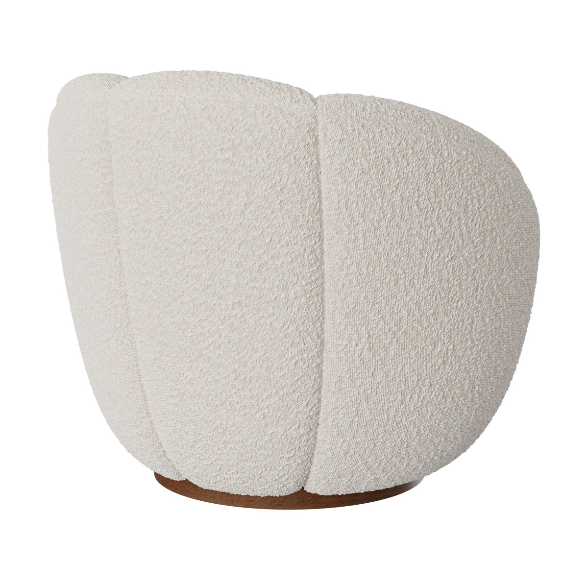 yse poltrona girevole in tessuto bouclé bianco