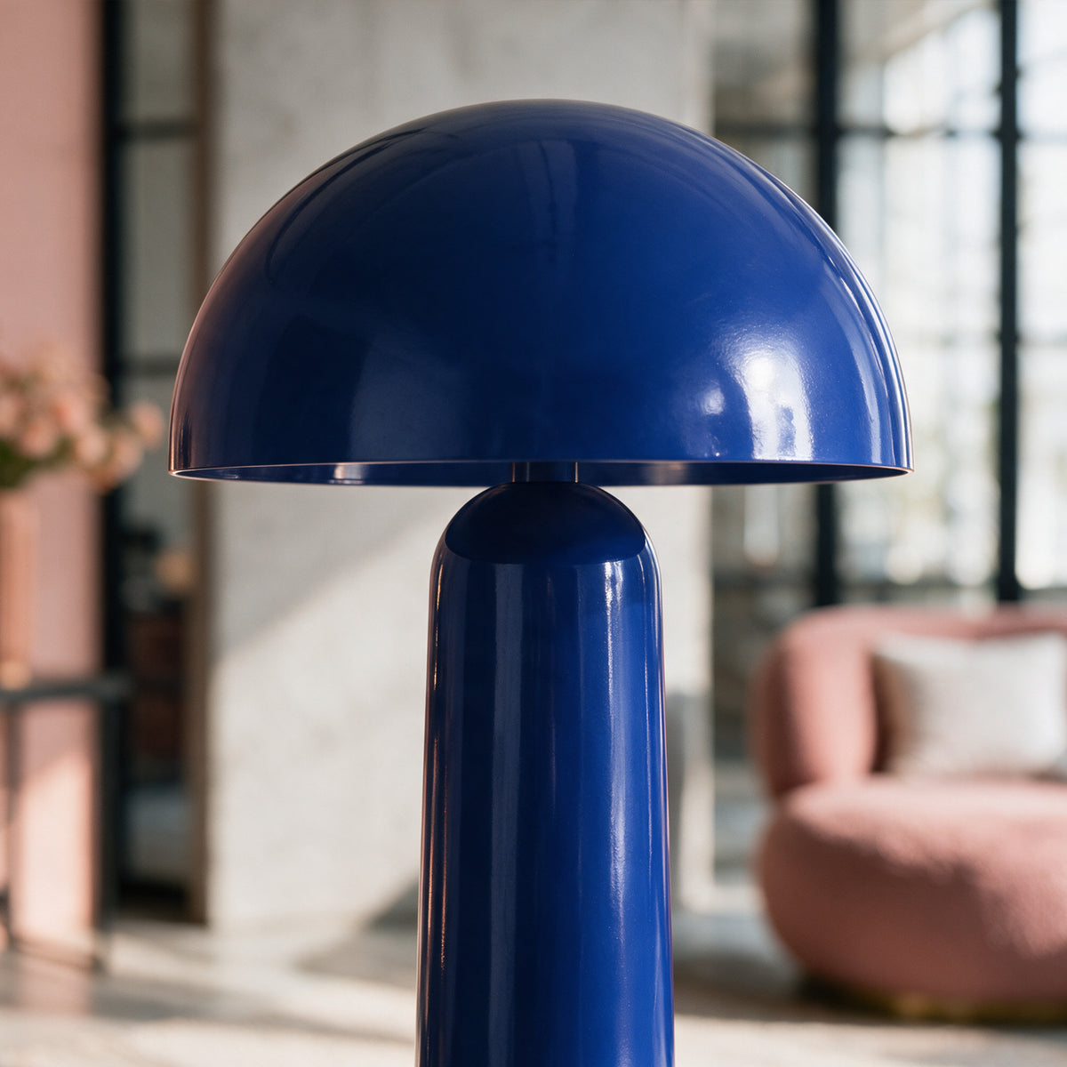 Zoom abat-jour champignon bleu roi – Maison Pavane