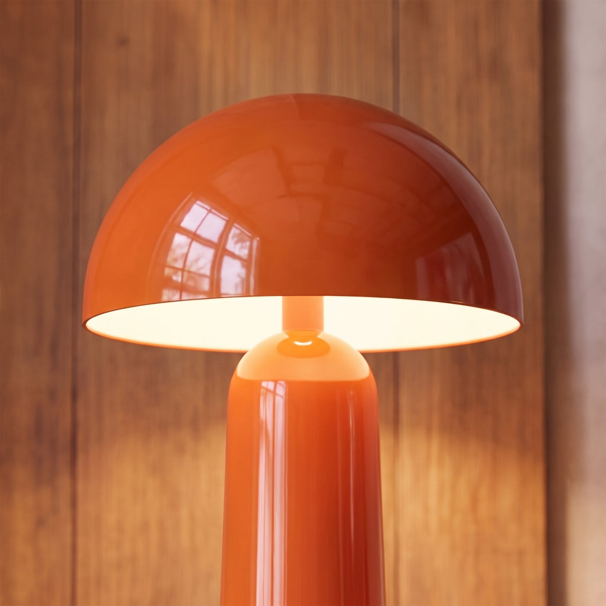Zoom abat-jour orange métal glossy Clara – Maison Pavane