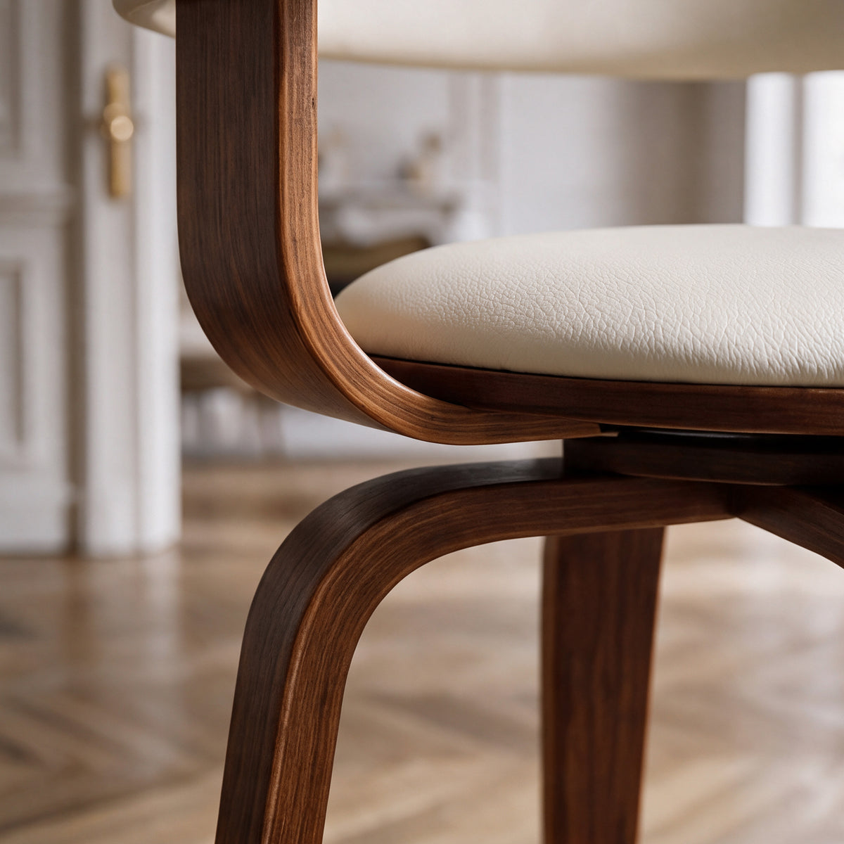 Zoom bois chaise blanche Harold avec accoudoirs – Maison Pavane