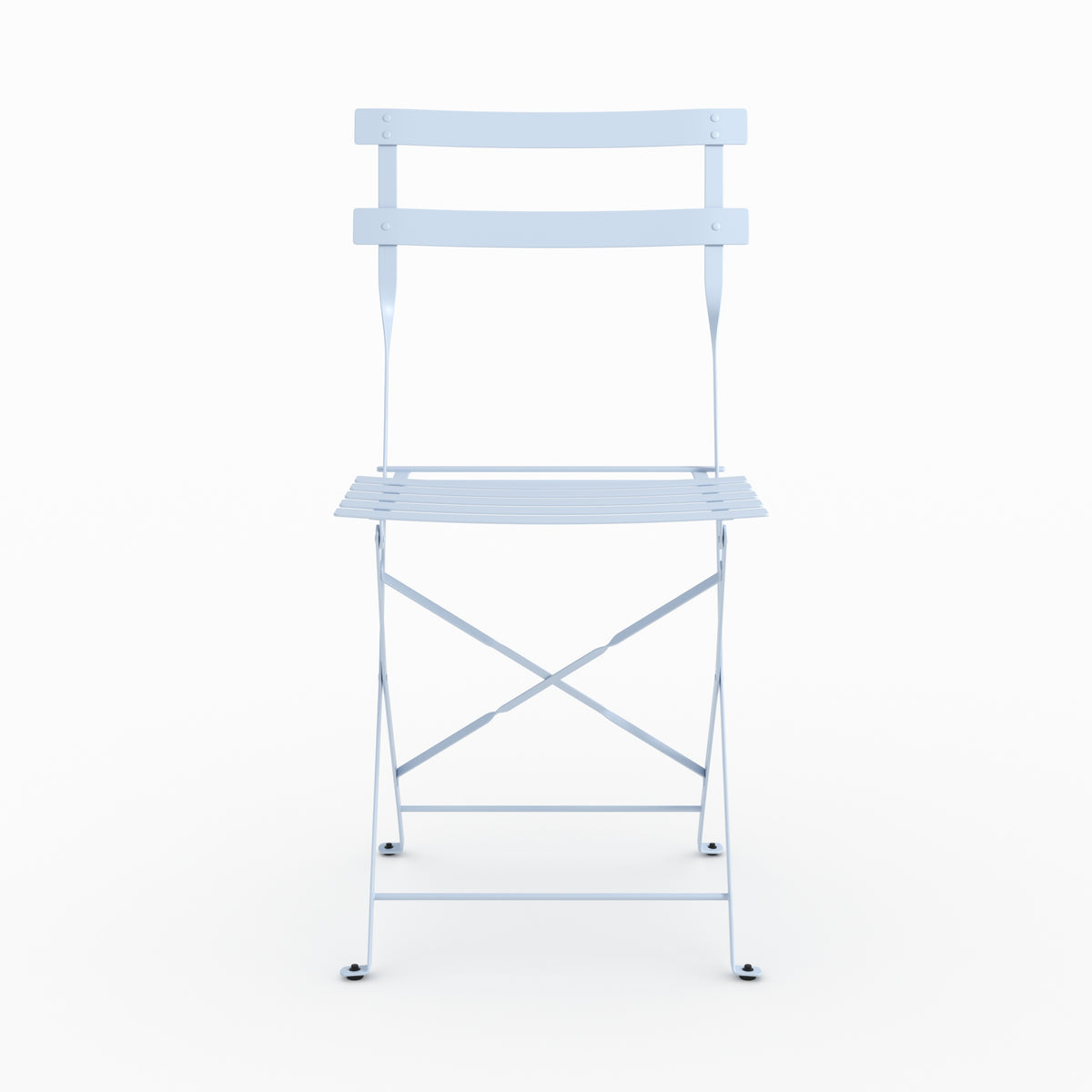 Zoom design lot de 2 chaises de jardin Kayla en métal bleu pastel pliantes