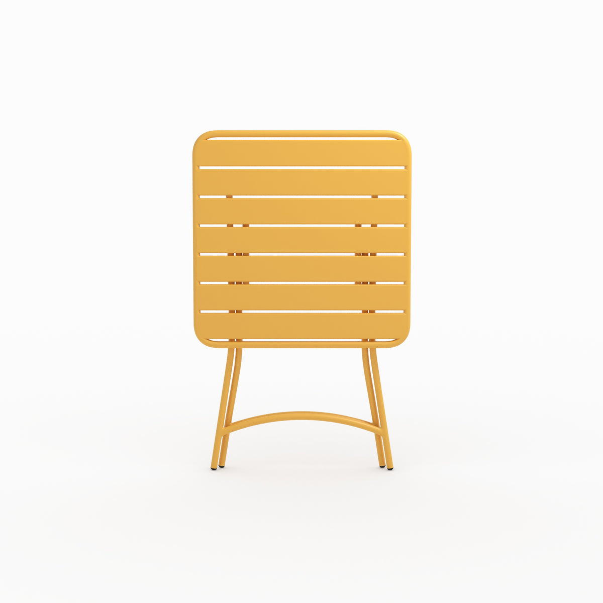 Zoom design table de jardin Yumi pliante en métal jaune beurre 2 personnes